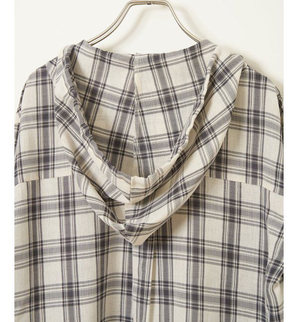 ikka「【接触冷感／UVカット】シアー7分袖フードシャツ」|シャツ・ブラウス|