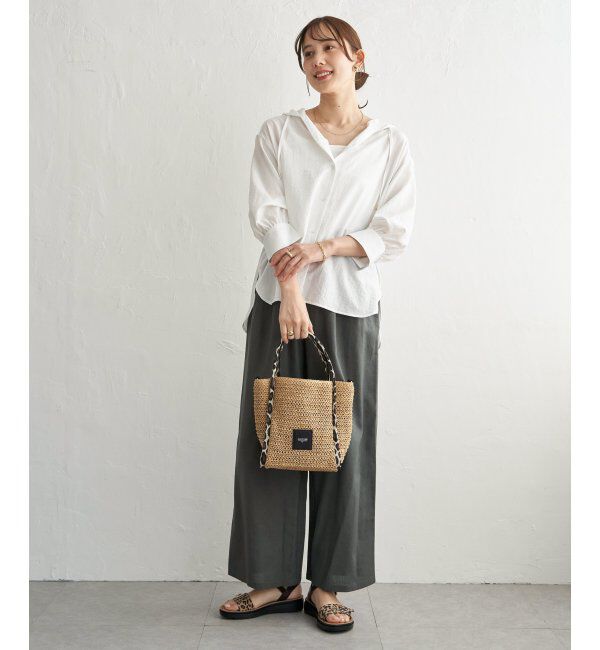 ikka「【接触冷感／UVカット】シアー7分袖フードシャツ」|シャツ・ブラウス|