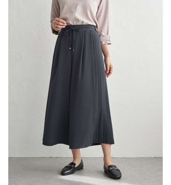 IKKA LOUNGE「冷感さらさらジョーゼットパンツ」|その他|ネイビーブルー