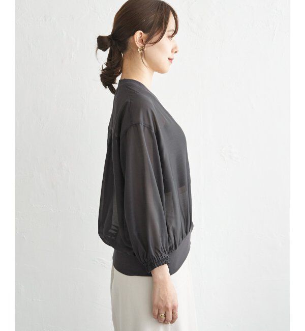 ikka「シアー9分袖カーデブルゾン」|ブルゾン・スタジャン|