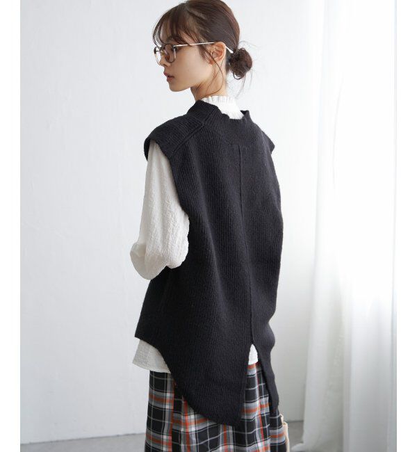 Lbc with Life「cafeウールバックスリットベスト」|ニット・セーター|