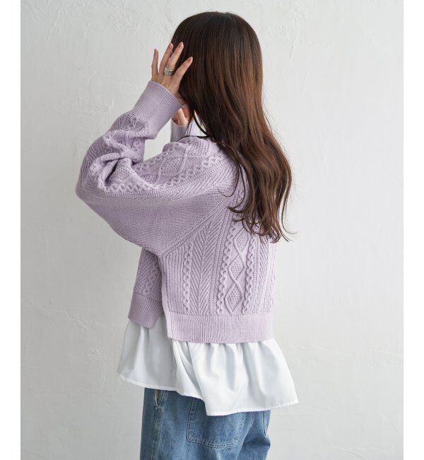 Lbc with Life「細ケーブルドッキングニット」|カーディガン|