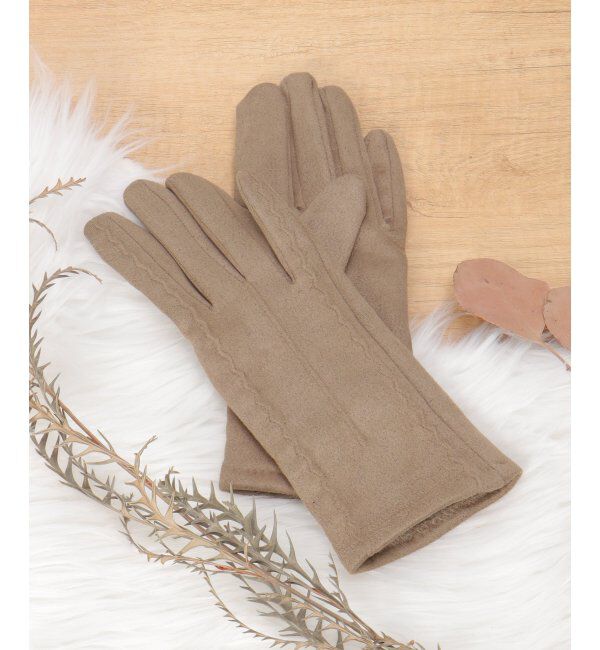 Lbc with Life「ライン入りグローブ」|手袋|ベージュ