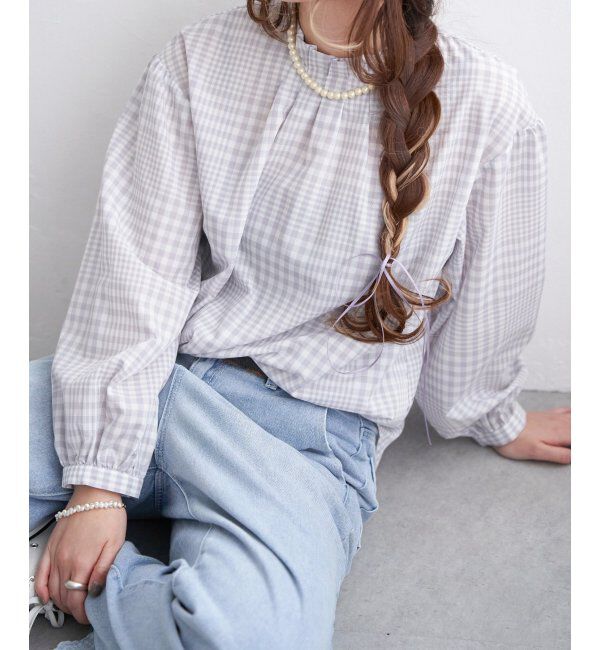 Lbc with Life「襟タックブラウス」|シャツ・ブラウス|グレー