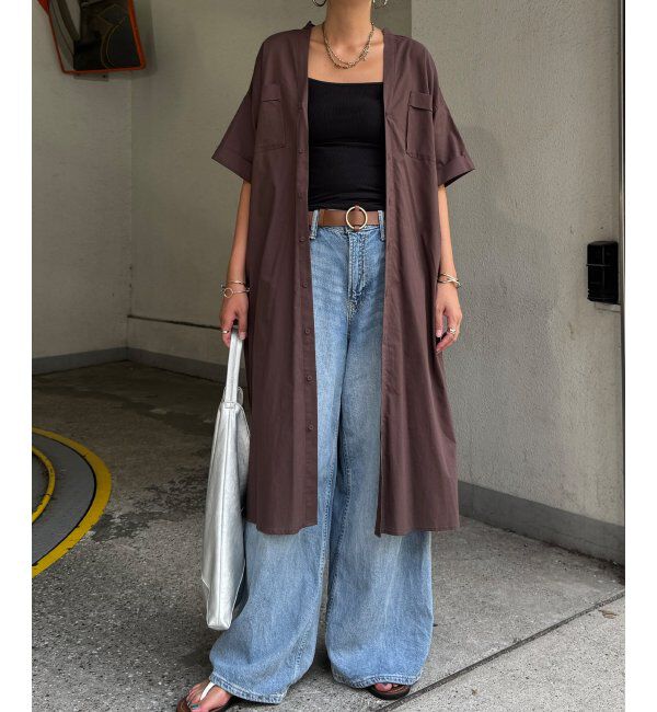 Lbc with Life「ダブルポケットVネックシャツワンピース」|ワンピース|