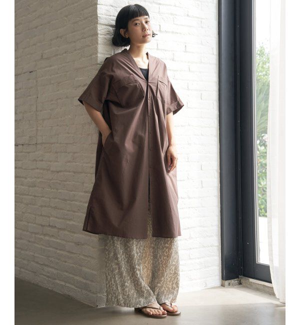 Lbc with Life「ダブルポケットVネックシャツワンピース」|ワンピース|