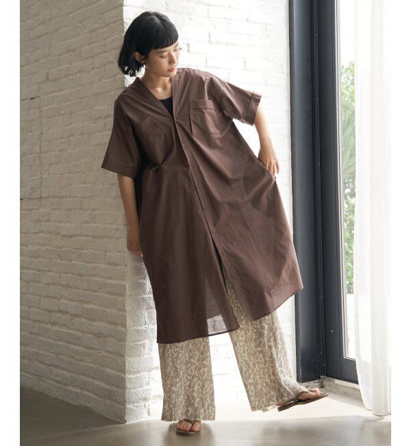 Lbc with Life「ダブルポケットVネックシャツワンピース」|ワンピース|