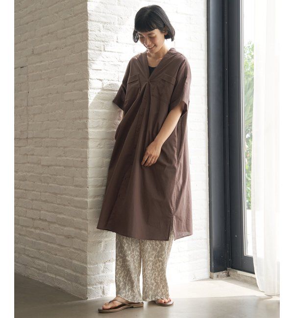 Lbc with Life「ダブルポケットVネックシャツワンピース」|ワンピース|