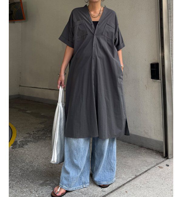 Lbc with Life「ダブルポケットVネックシャツワンピース」|ワンピース|