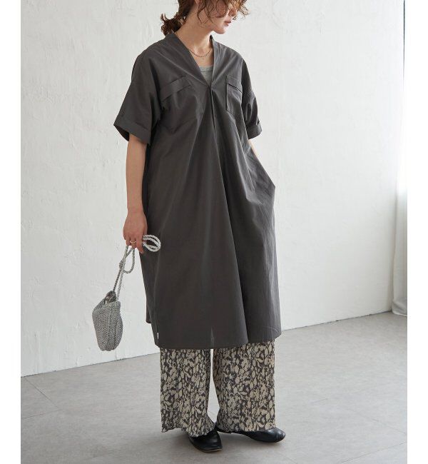 Lbc with Life「ダブルポケットVネックシャツワンピース」|ワンピース|