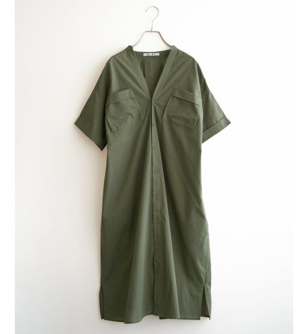 Lbc with Life「ダブルポケットVネックシャツワンピース」|ワンピース|