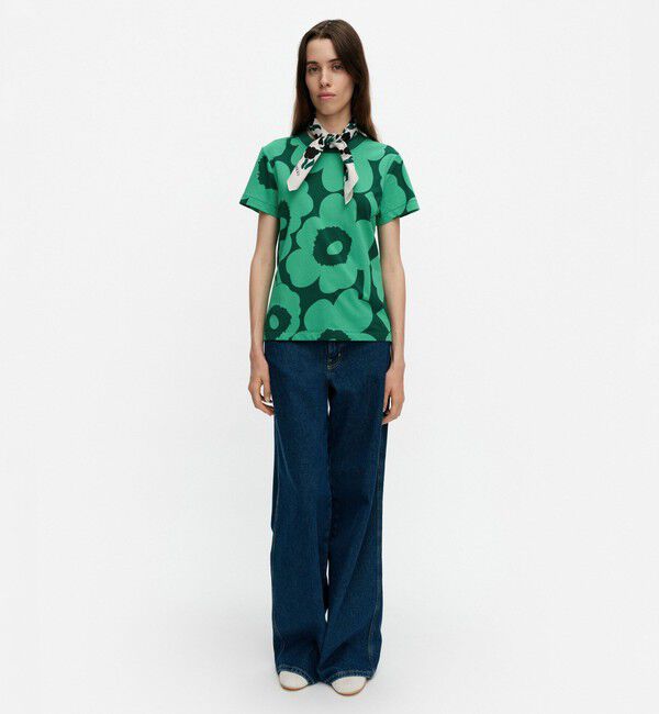 Marimekko「Heleys Unikko Tシャツ」|シャツ・ブラウス|ｸﾞﾘｰﾝ&times;ﾀﾞｰｸｸﾞﾘｰﾝ