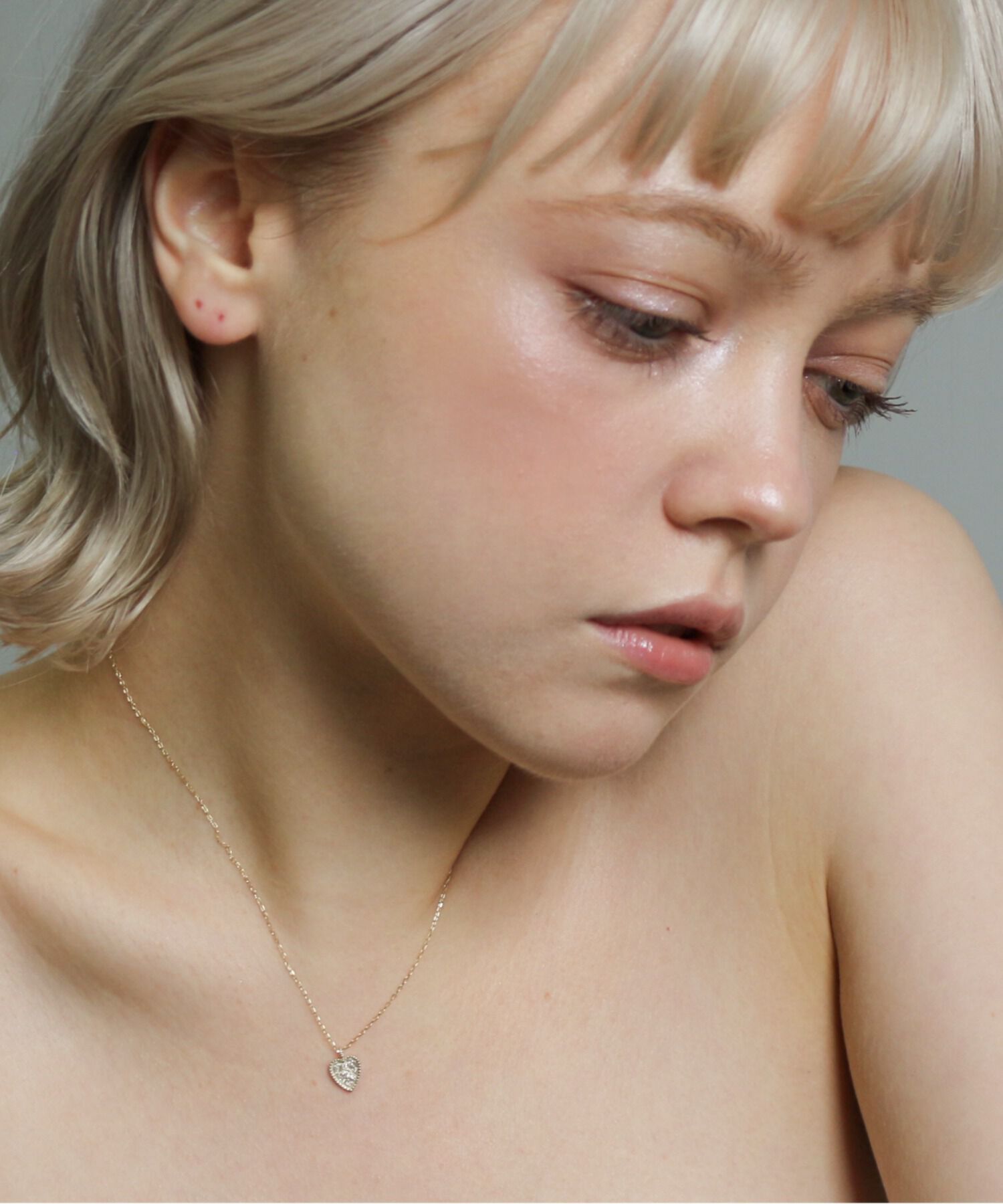  「ダイヤモンド ハート プレート ネックレス | K10YG」|ネックレス|