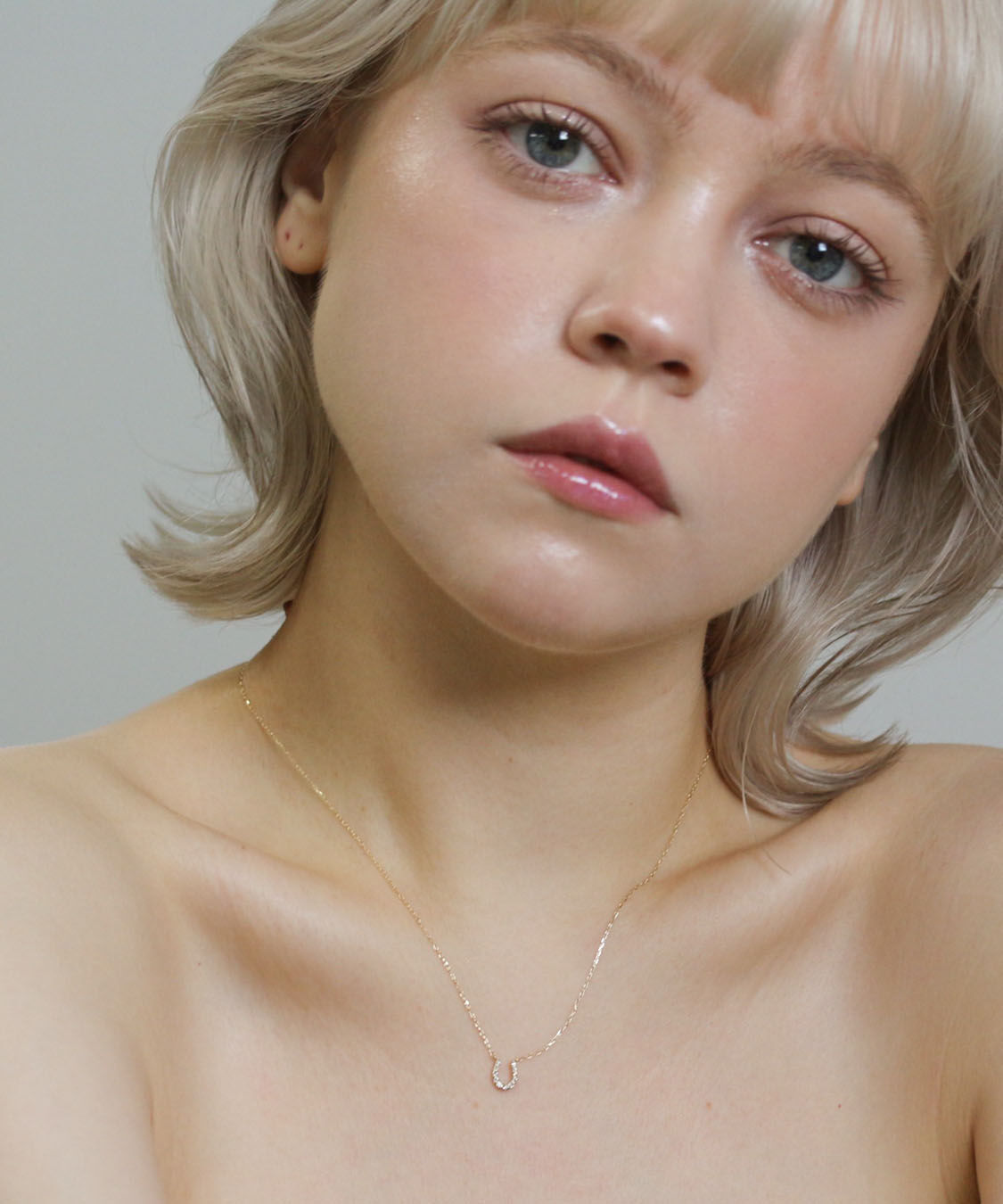  「ダイヤモンド ホースシュー ネックレス | K10YG」|ネックレス|