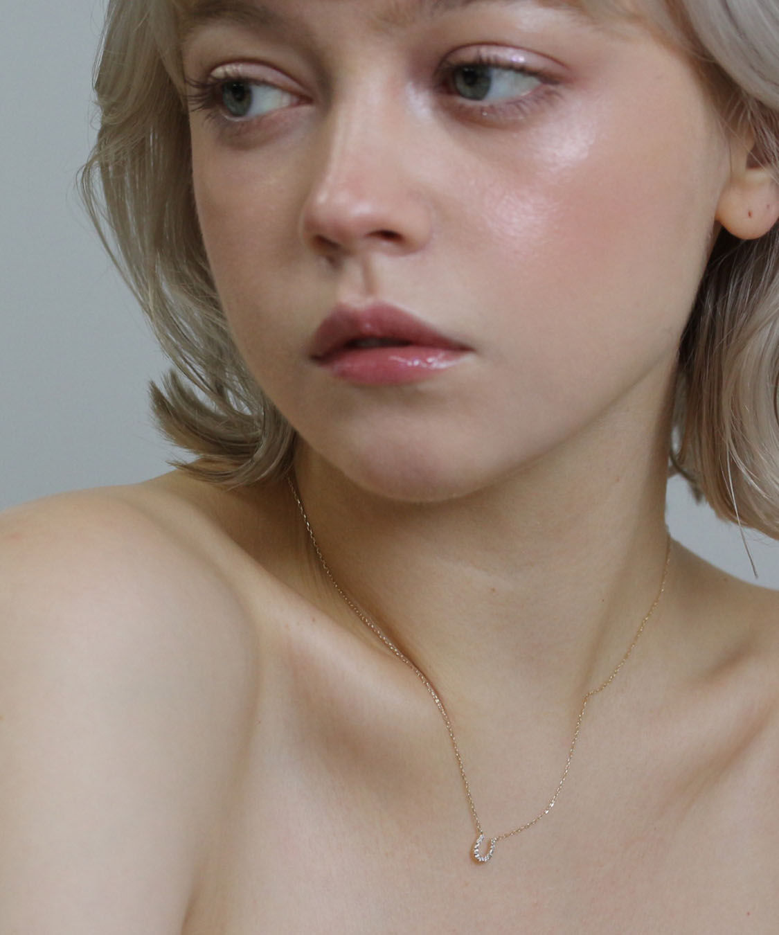  「ダイヤモンド ホースシュー ネックレス | K10YG」|ネックレス|