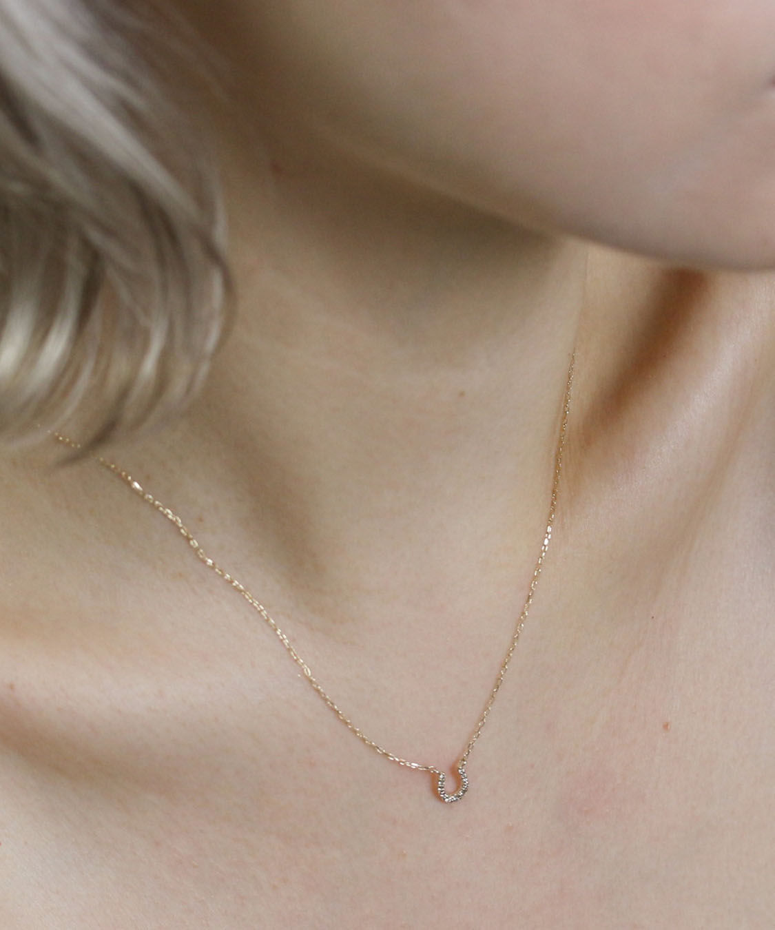  「ダイヤモンド ホースシュー ネックレス | K10YG」|ネックレス|