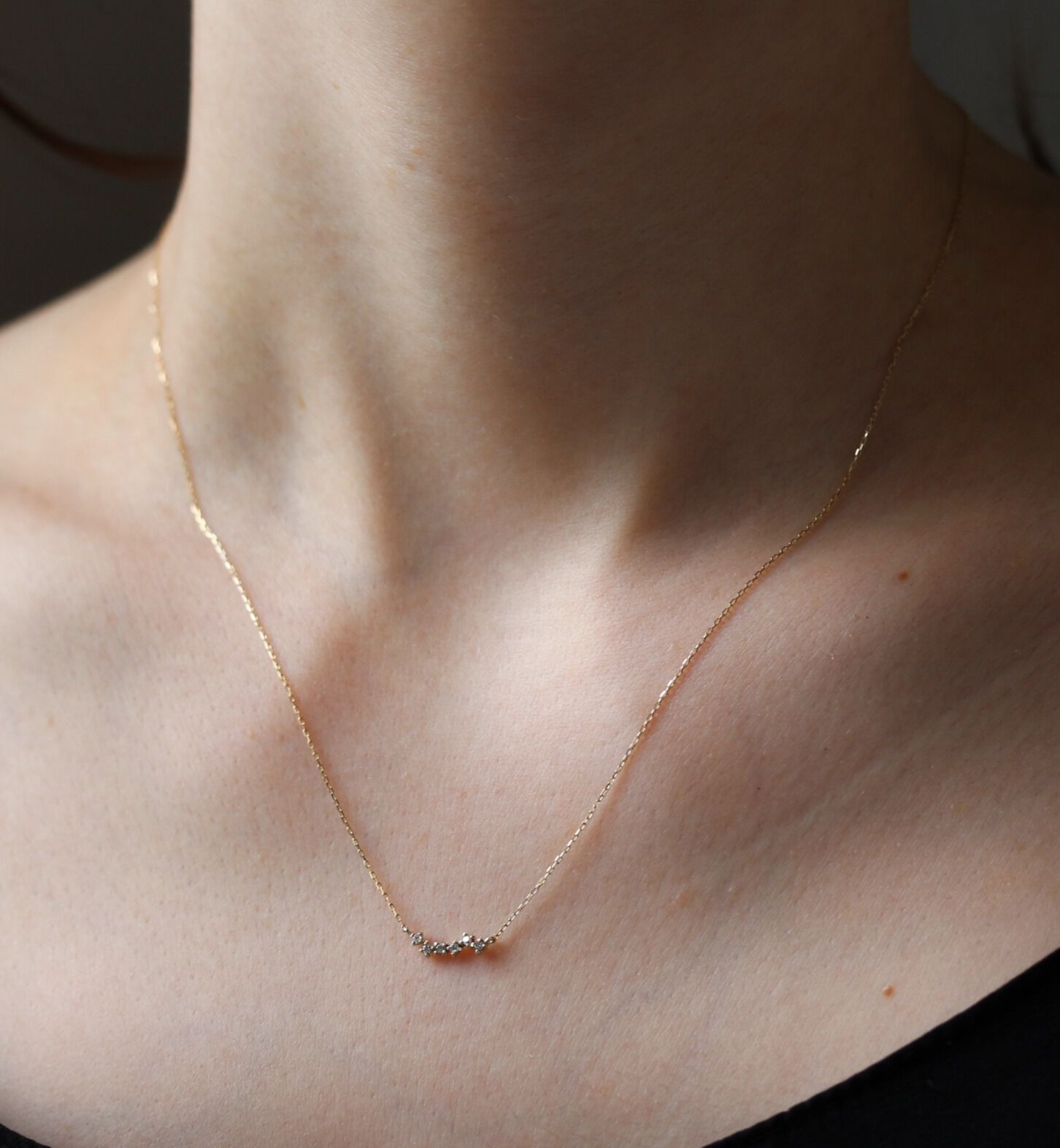  「ダイヤモンド クラスター ネックレス | K10YG」|ネックレス|