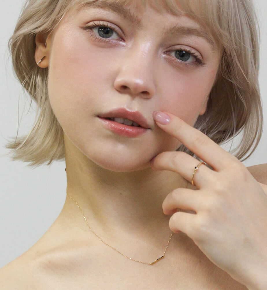  「ブラックダイヤモンド / ダイヤモンド ネックレス | K10YG」|ネックレス|