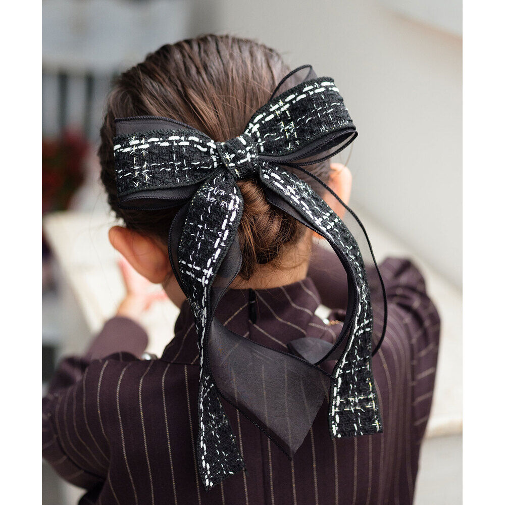 BACKYARD FAMILY「ヘアゴム リボン キッズ 通販 Rora ローラ クラシック ツイード 髪ゴム 髪飾り 髪どめ」|その他|ブラック1