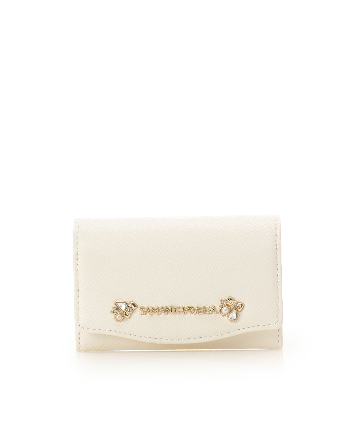 Samantha Vega「アクセントビジューカードケース」|コインケース|ホワイト