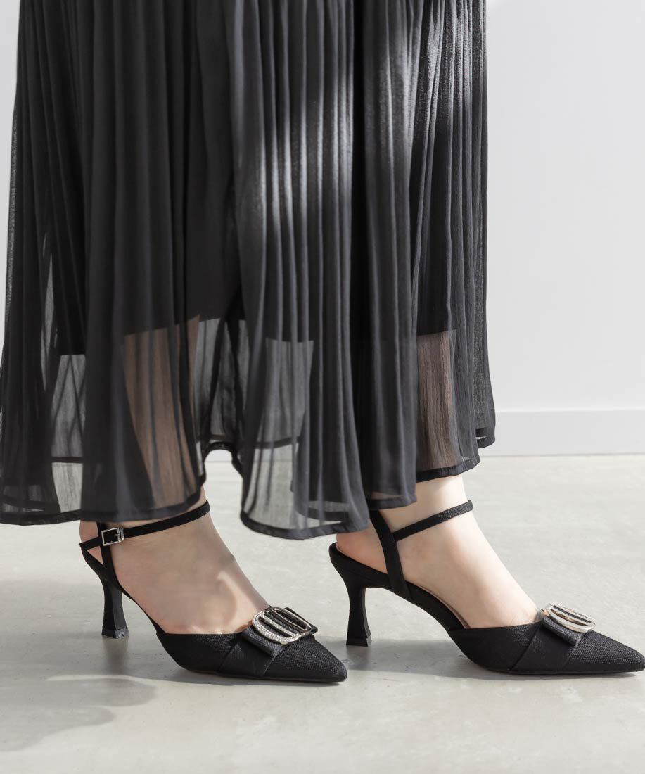  「ビジューパーツストラップパンプス」|パンプス|