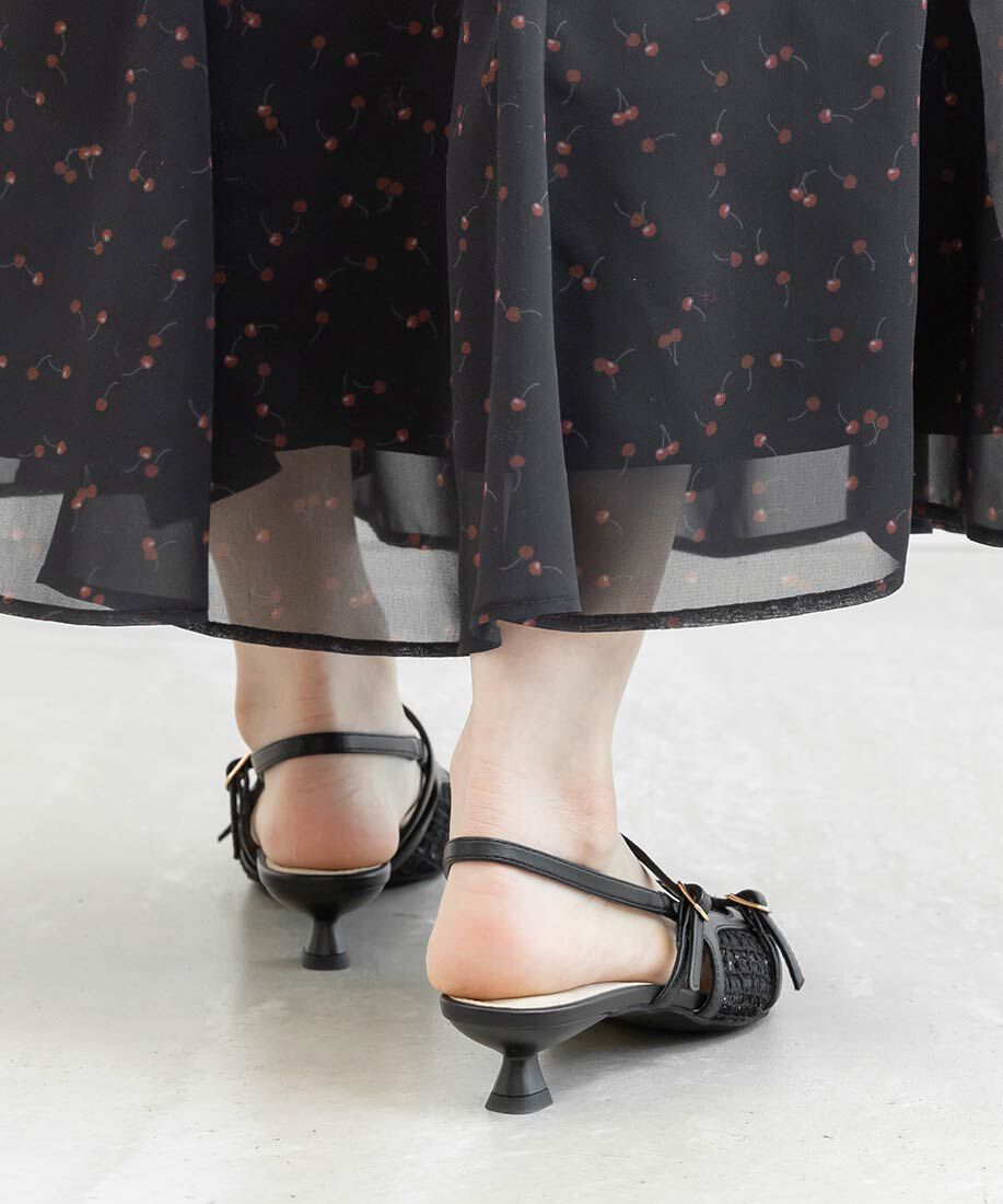  「シアーチェックバックストラップパンプス」|パンプス|