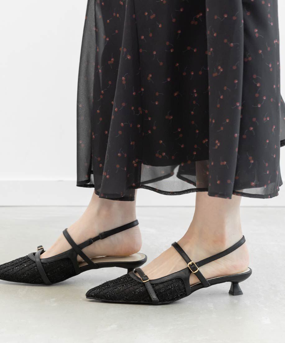  「シアーチェックバックストラップパンプス」|パンプス|