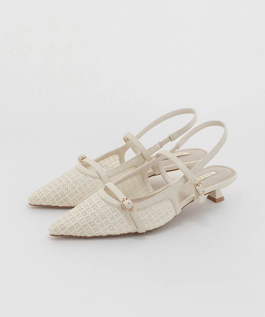  「シアーチェックバックストラップパンプス」|パンプス|