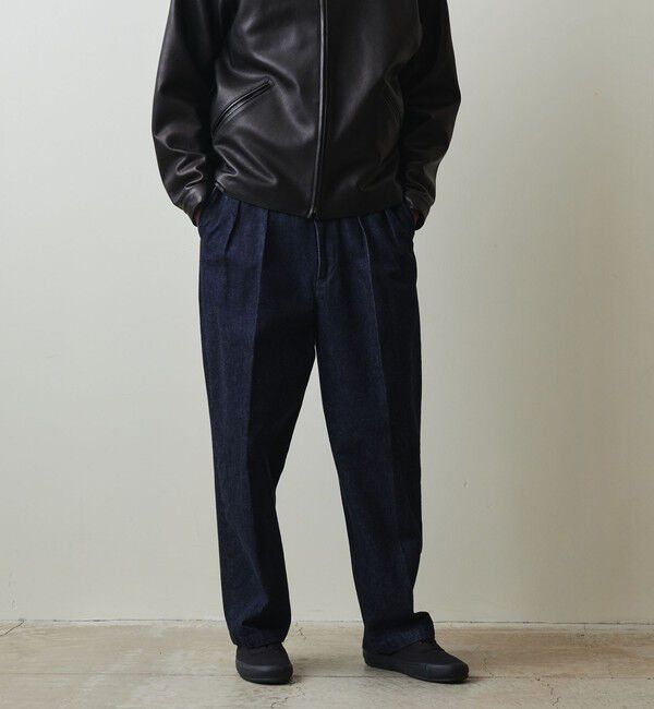 STEVEN ALAN「＜Steven Alan＞ 13.5oz デニム インツープリーツ ドレス トラウザーズ」|デニム|NAVY