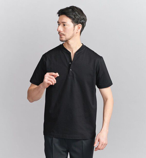 BEAUTY&YOUTH UNITED ARROWS「【WEB限定 WARDROBE SMART】クリア  ガスコットン ヘンリーネック カットソー【抗菌・防臭】」|Tシャツ・カットソー|