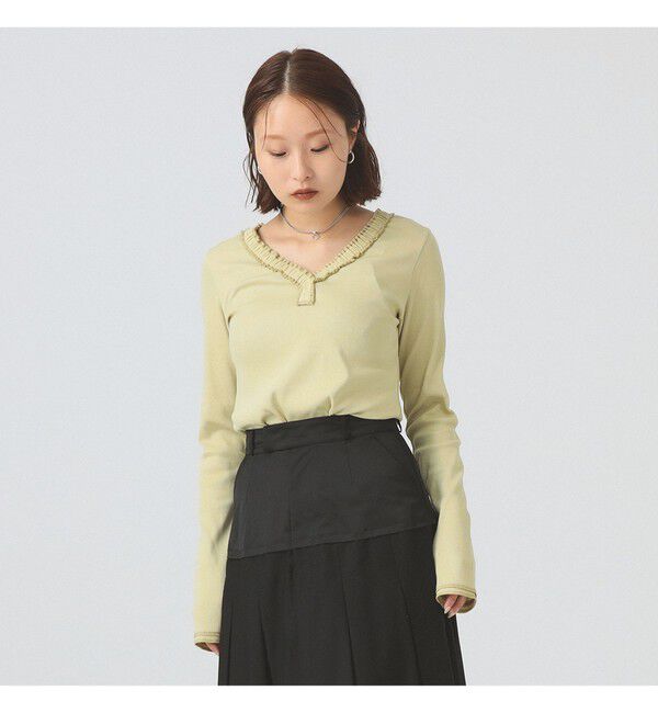 Ray BEAMS 「ギャザー ブレード Vネック トップス」|その他|YELLOW