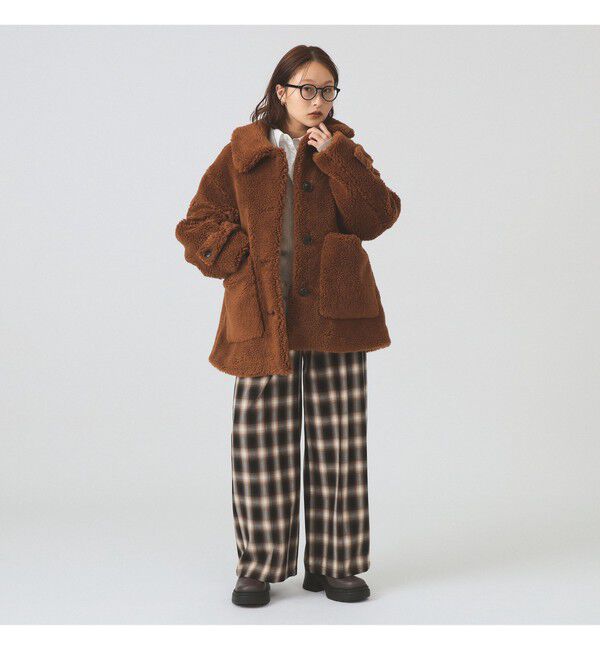 Ray BEAMS 「ボア ビッグ ポケット ハーフ コート」|ダッフルコート|