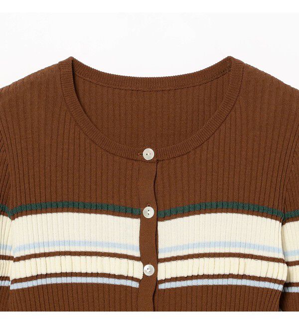 Ray BEAMS 「リブ マルチボーダー カーディガン」|カーディガン|