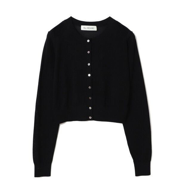 Ray BEAMS 「14ゲージ ショート丈 クルーネック カーディガン」|カーディガン|
