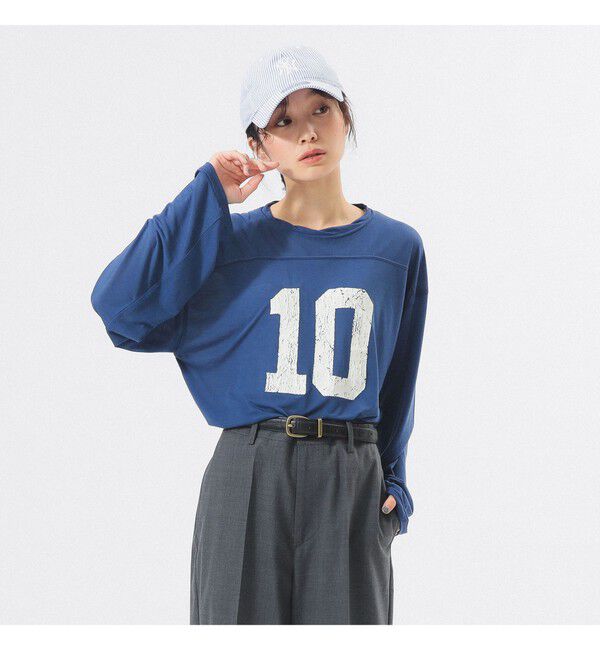 BEAMSBOY「シアー ナンバリング フットボール」|Tシャツ・カットソー|NAVY