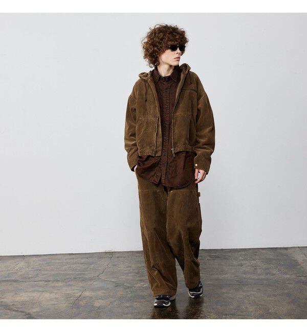 BEAMS「ワイドショートフィット フェード コーデュロイ フーデットブルゾン」|ブルゾン・スタジャン|