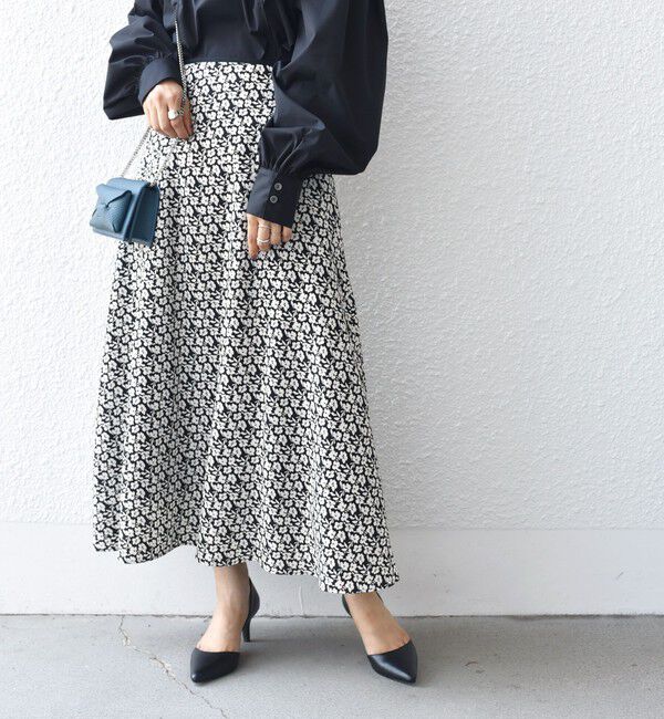 SHIPS for women「*〈手洗い可能〉ドット / 花柄 切替 セミフレア スカート ◇」|スカート|