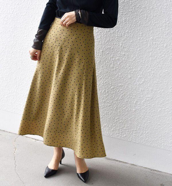SHIPS for women「*〈手洗い可能〉ドット / 花柄 切替 セミフレア スカート ◇」|スカート|