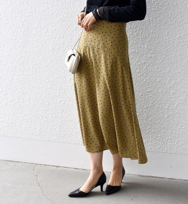 SHIPS for women「*〈手洗い可能〉ドット / 花柄 切替 セミフレア スカート ◇」|スカート|