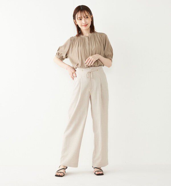 SHIPS Colors 「SHIPS Colors:〈洗濯機可能〉サテン ギャザー 5分袖 シャツ◇」|シャツ・ブラウス|