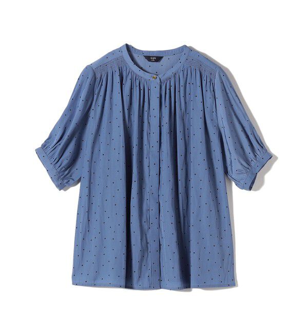 SHIPS Colors 「SHIPS Colors:〈洗濯機可能〉サテン ギャザー 5分袖 シャツ◇」|シャツ・ブラウス|