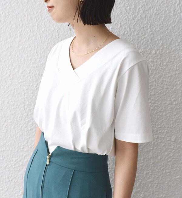 SHIPS for women「【WEB限定】〈ネックが選べる2サイズ展開〉オーガニックコットン バリエーションネック TEE」|Tシャツ・カットソー|