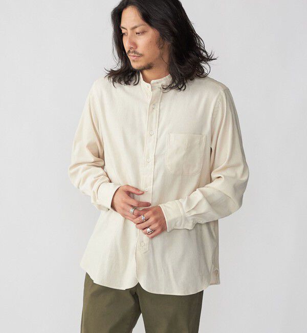 SHIPS「【SHIPS別注】IKE BEHAR: ワイドコーデュロイ バンドカラーシャツ」|シャツ・ブラウス|