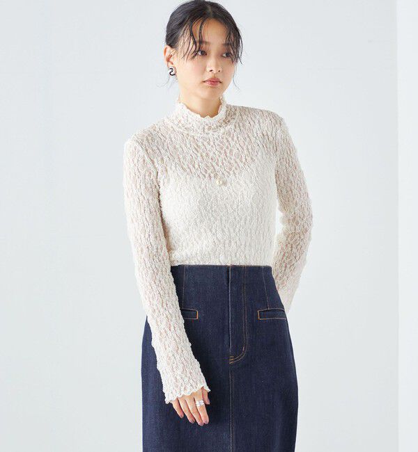 SHIPS for women「〈手洗い可能〉リンクル フラワー レース タートル 」|Tシャツ・カットソー|