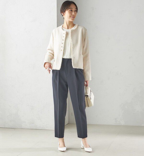 SHIPS for women「〈セレモニー対応可〉スラブ ツイード ノーカラー ジャケット（セットアップ対応）」|ノーカラージャケット|