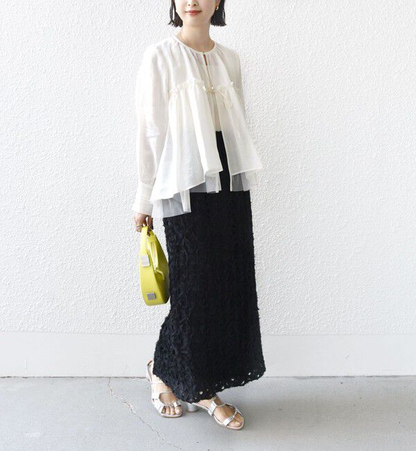 SHIPS for women「*〈手洗い可能〉ペーパー リネン フリル 羽織 ブラウス」|シャツ・ブラウス|