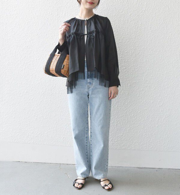 SHIPS for women「*〈手洗い可能〉ペーパー リネン フリル 羽織 ブラウス」|シャツ・ブラウス|