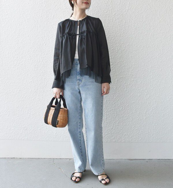 SHIPS for women「*〈手洗い可能〉ペーパー リネン フリル 羽織 ブラウス」|シャツ・ブラウス|