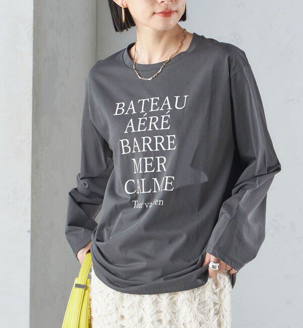 SHIPS for women「ローズ ペトール ロング スリーブ プリント TEE」|Tシャツ・カットソー|ダークグレー