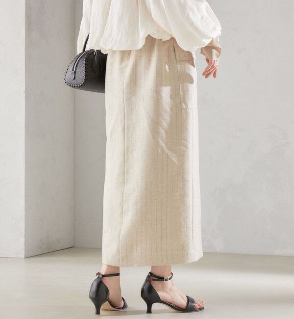 SHIPS for women「麻混 ストライプ 無地 ポケット タイト スカート ◇」|スカート|